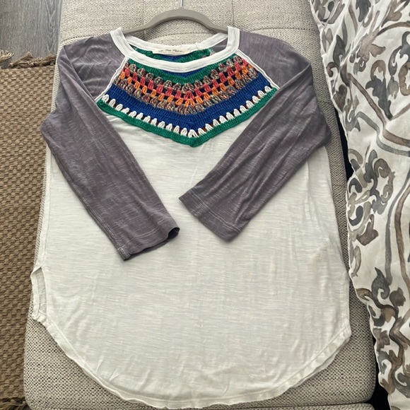 FREE PEOPLE WE THE FREE multicolor macrame t-shirt Size XS/S - Picture 11 of 11